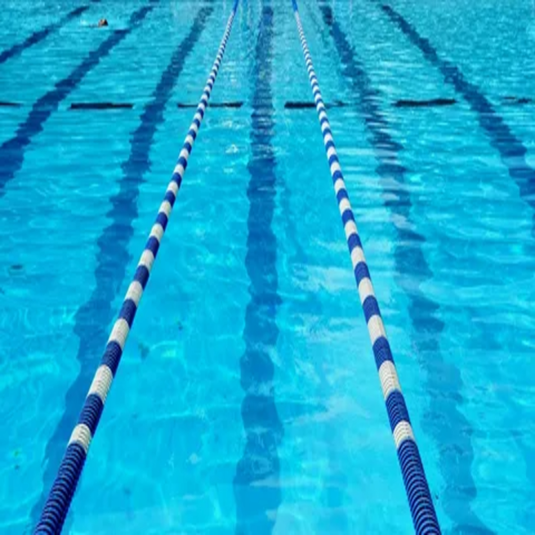 Swimmer diving into an Olympic-sized pool with perfect form